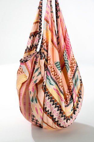 Boho chic summer bag  Hippie Hobo shoulder bag / cotton messenger bag - The Lotus Wave 