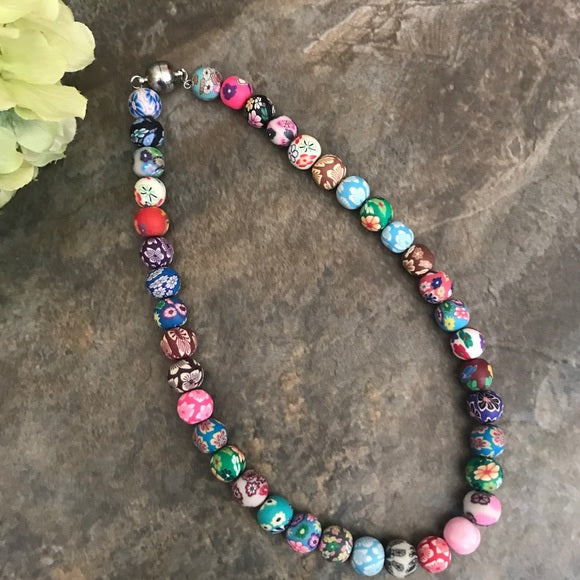 Polymer beads boho necklace - The Lotus Wave 
