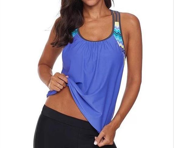 Swimsuit T-Back Push up Tankini Top with Shorts - The Lotus Wave 