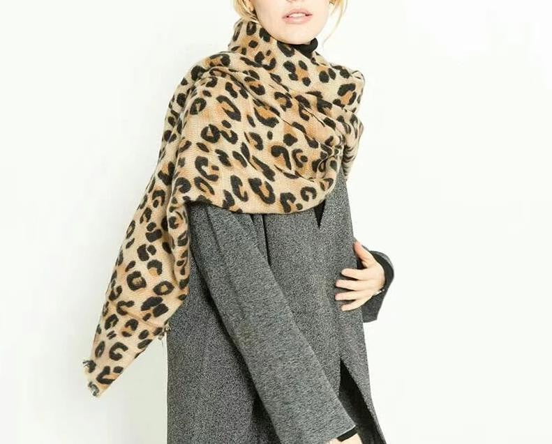animal leopard print winter warm  blanket scarf shawl light color - The Lotus Wave 