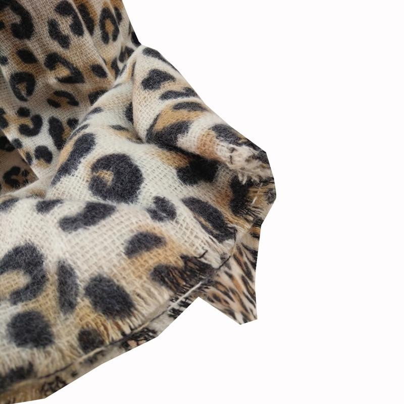 animal leopard print winter warm  blanket scarf shawl dark color - The Lotus Wave 